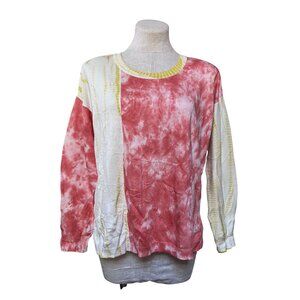 Soft Surroundings NWT Tie-Dye Long Sleeve Sweater Top Pink Lemonade Petite M